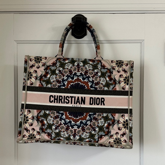 Dior Handbags - Dior Olive, Navy & Pink Kaleidoscope Book Tote